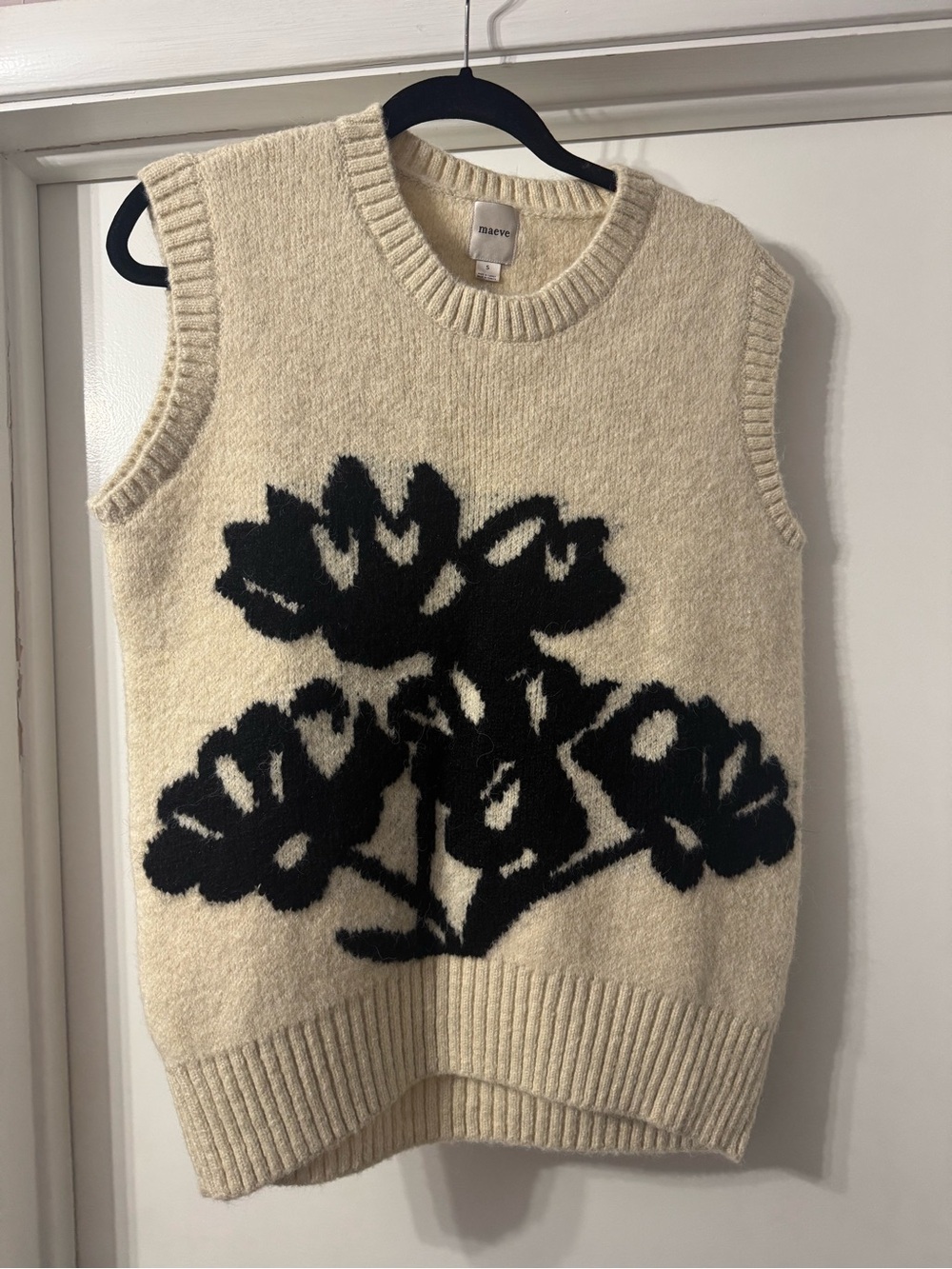 Maeve Sleeveless Cream Floral Knit Sweater Vest